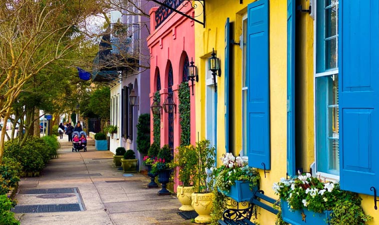 Rainbow Row in Charleston, SC